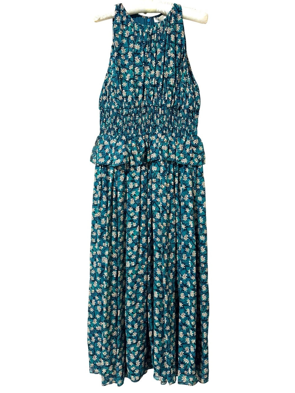 NWT Ulla Johnson Adeline Dress Clematis Silk Shirred Floral Midi Dress Size 6